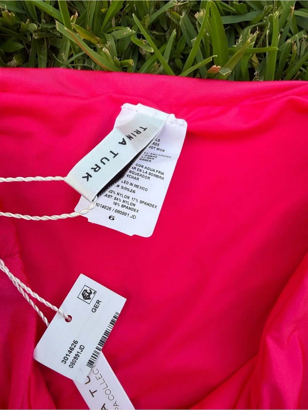 Trina Turk Monaco Solids High Waist Bikini Bottom Geranium Pink Size 6 NWT